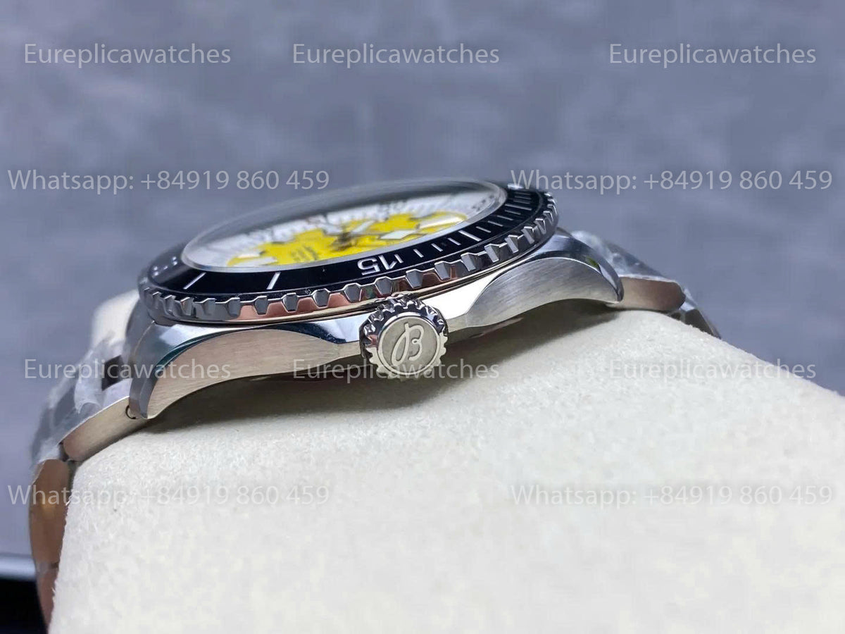 TF Factory Breitling Superocean 44 Black Bezel Yellow Dial and Stainless Steel Strap