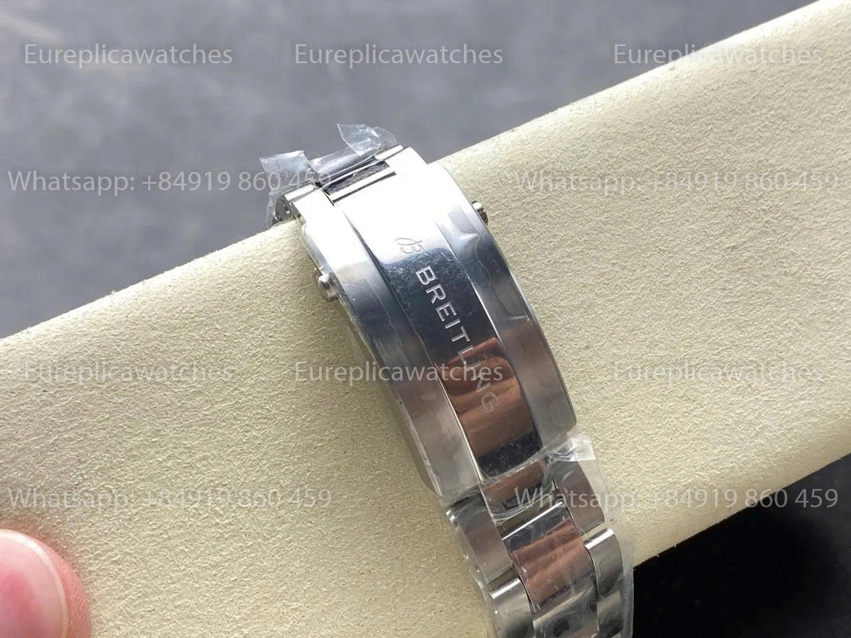 TF Factory Breitling Superocean 44 Black Bezel Orange Dial and Stainless Steel Strap