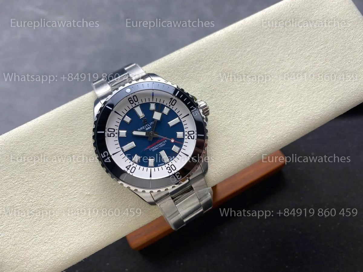 TF Factory Breitling Superocean 44 Black Bezel Blue Dial and Stainless Steel Strap
