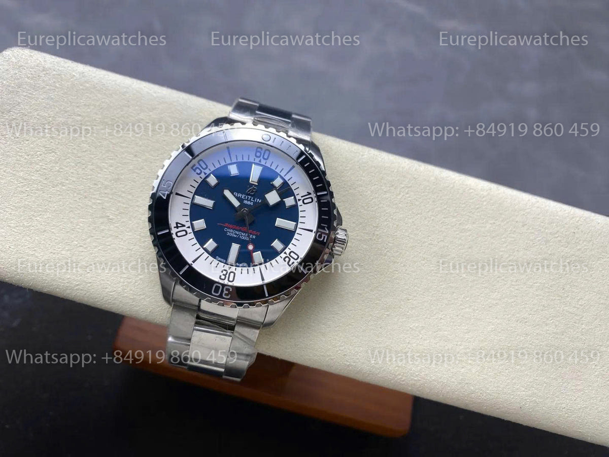 TF Factory Breitling Superocean 44 Black Bezel Blue Dial and Stainless Steel Strap