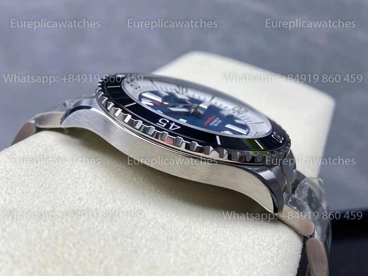 TF Factory Breitling Superocean 44 Black Bezel Blue Dial and Stainless Steel Strap