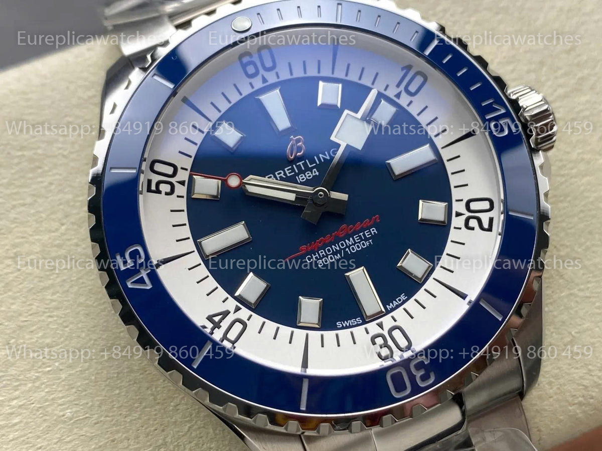 TF Factory Breitling Superocean 44 Blue Bezel and Blue Dial SS strap