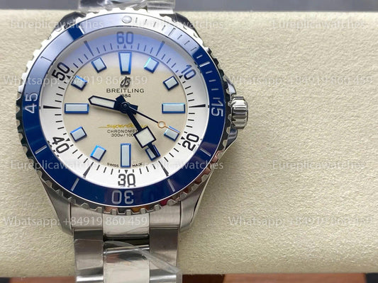TF Factory Breitling Superocean 44 Blue Bezel and White Dial SS strap