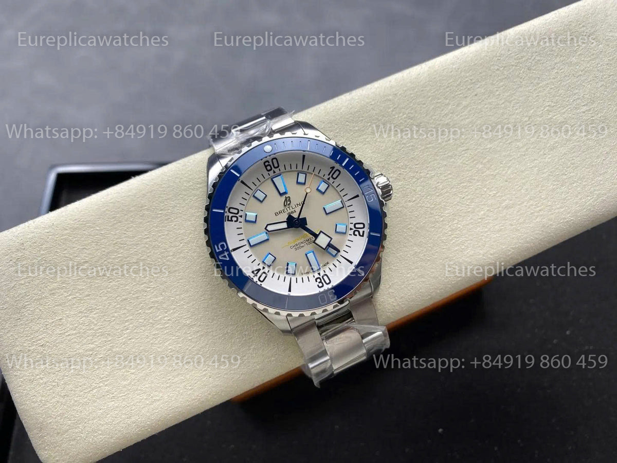 TF Factory Breitling Superocean 44 Blue Bezel and White Dial SS strap
