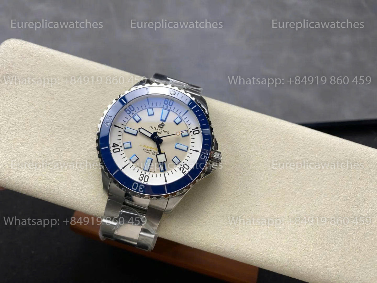 TF Factory Breitling Superocean 44 Blue Bezel and White Dial SS strap