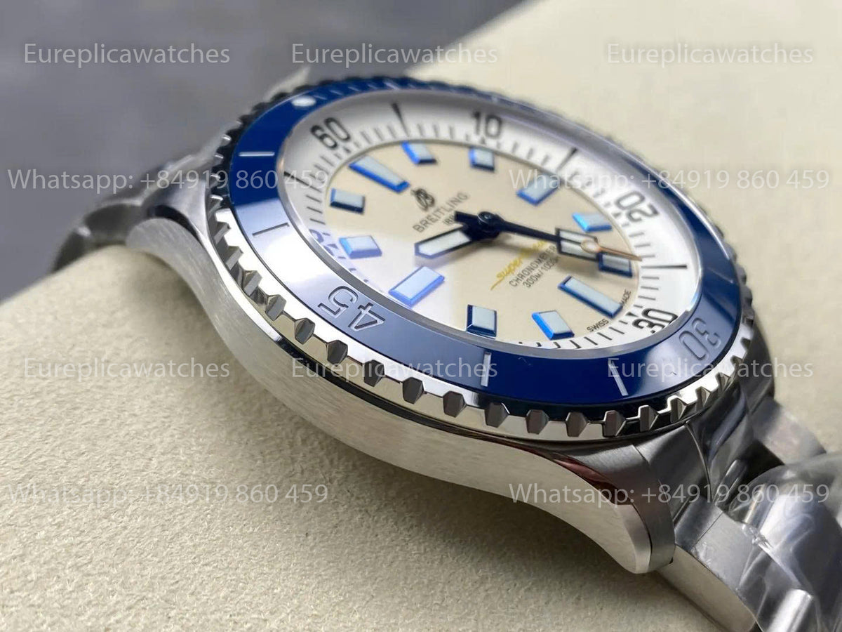 TF Factory Breitling Superocean 44 Blue Bezel and White Dial SS strap
