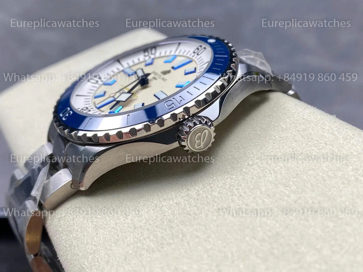 TF Factory Breitling Superocean 44 Blue Bezel and White Dial SS strap