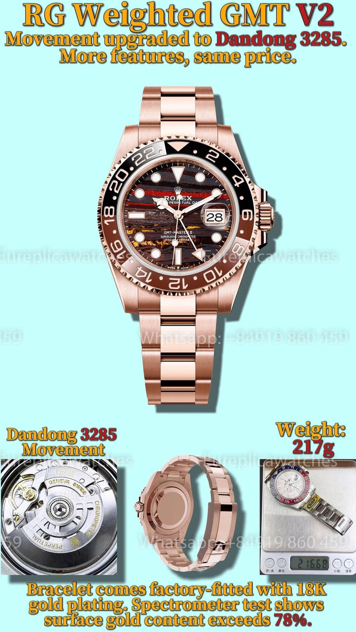 RG Factory Rolex GMT-Master II 126715 V2 – 217g Full-Weight Brown Dial
