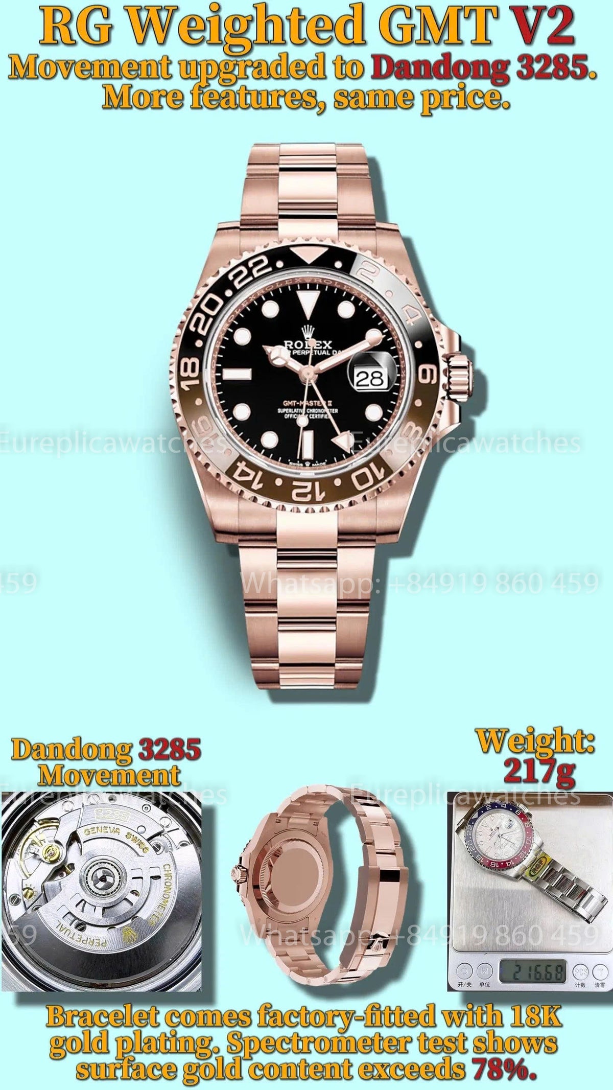 RG Factory Rolex GMT-Master II 126715 V2 – 217g Full-Weight Black Dial