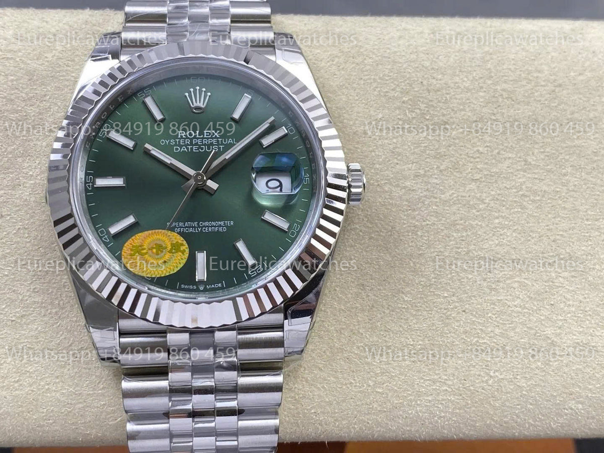 VS Factory Rolex Datejust 41mm 126334 V3 – Grünes Strichindex-Zifferblatt | Unruh mit freier Spirale