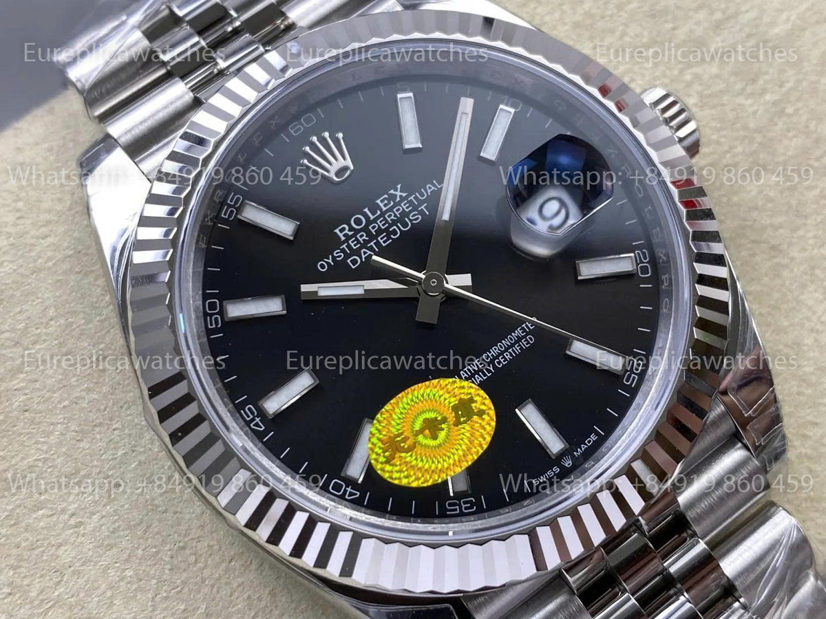 VSF Rolex Datejust 41mm 126334 Black Dial V3   Free-Sprung VS Factory