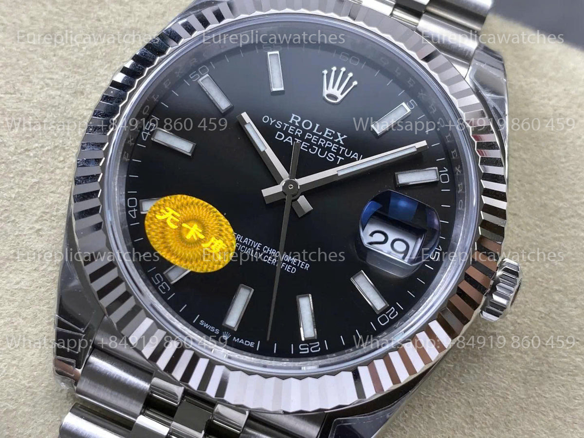 VSF Rolex Datejust 41mm 126334 Black Dial V3   Free-Sprung VS Factory