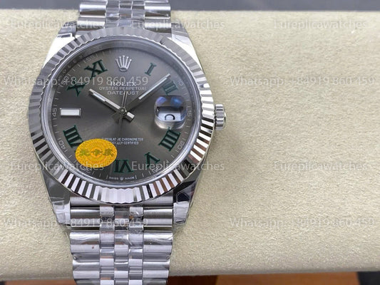 VSF Rolex Datejust 41mm M126334 Wimbledon Dial V3   Free-Sprung VS Factory