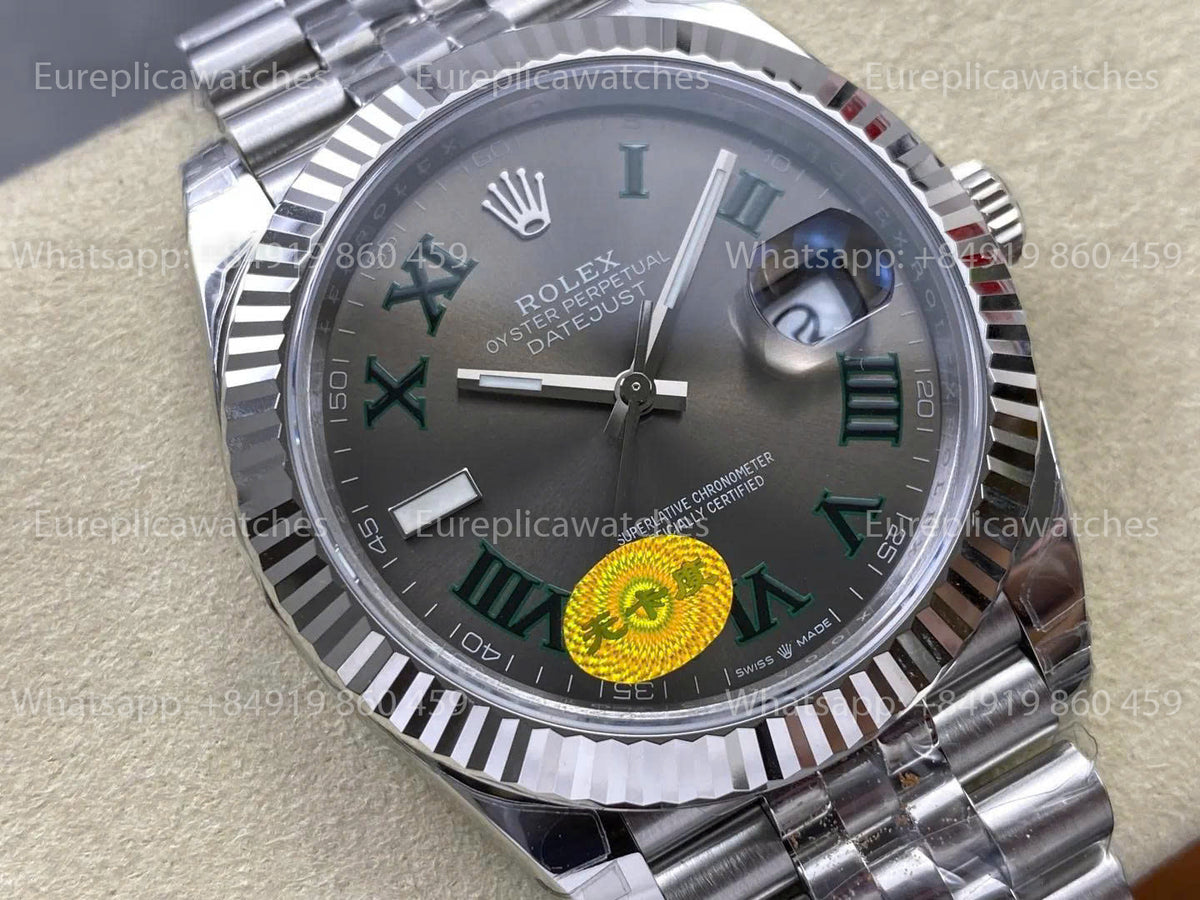 VSF Rolex Datejust 41mm M126334 Wimbledon Dial V3   Free-Sprung VS Factory
