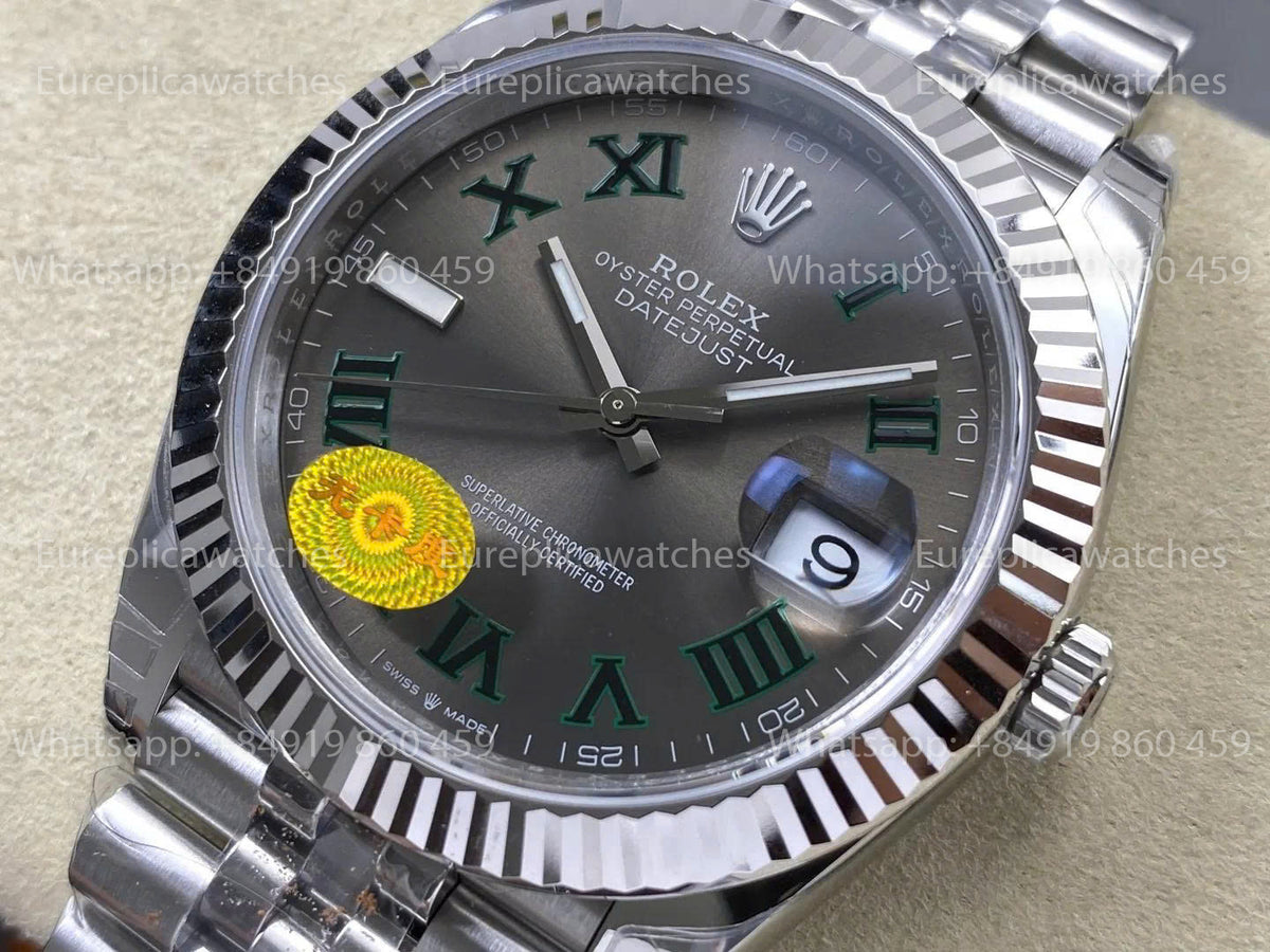 VSF Rolex Datejust 41mm M126334 Wimbledon Dial V3   Free-Sprung VS Factory
