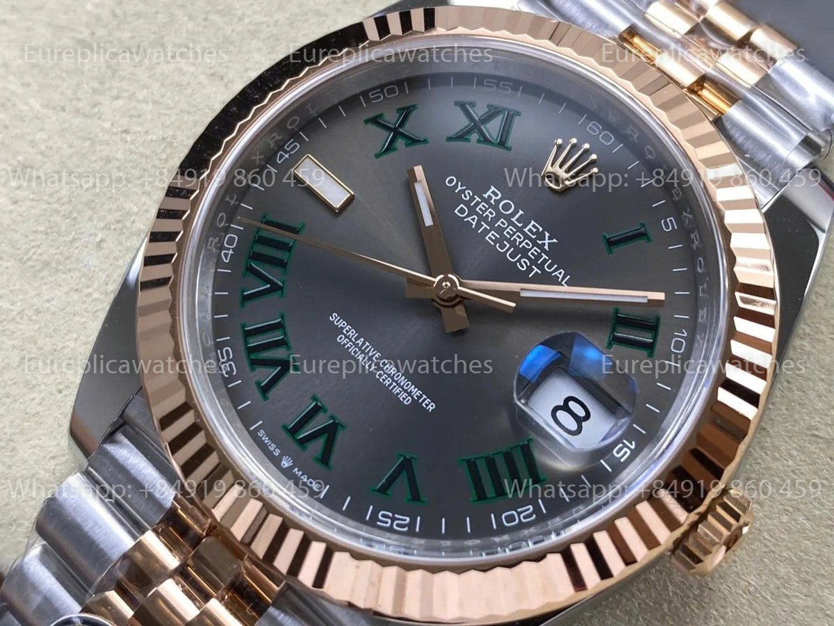 RWF Factory Rolex Datejust 41mm 126331-0016 – Weighted Rose Gold JH 3235 Free-Sprung Wimbledon Dial