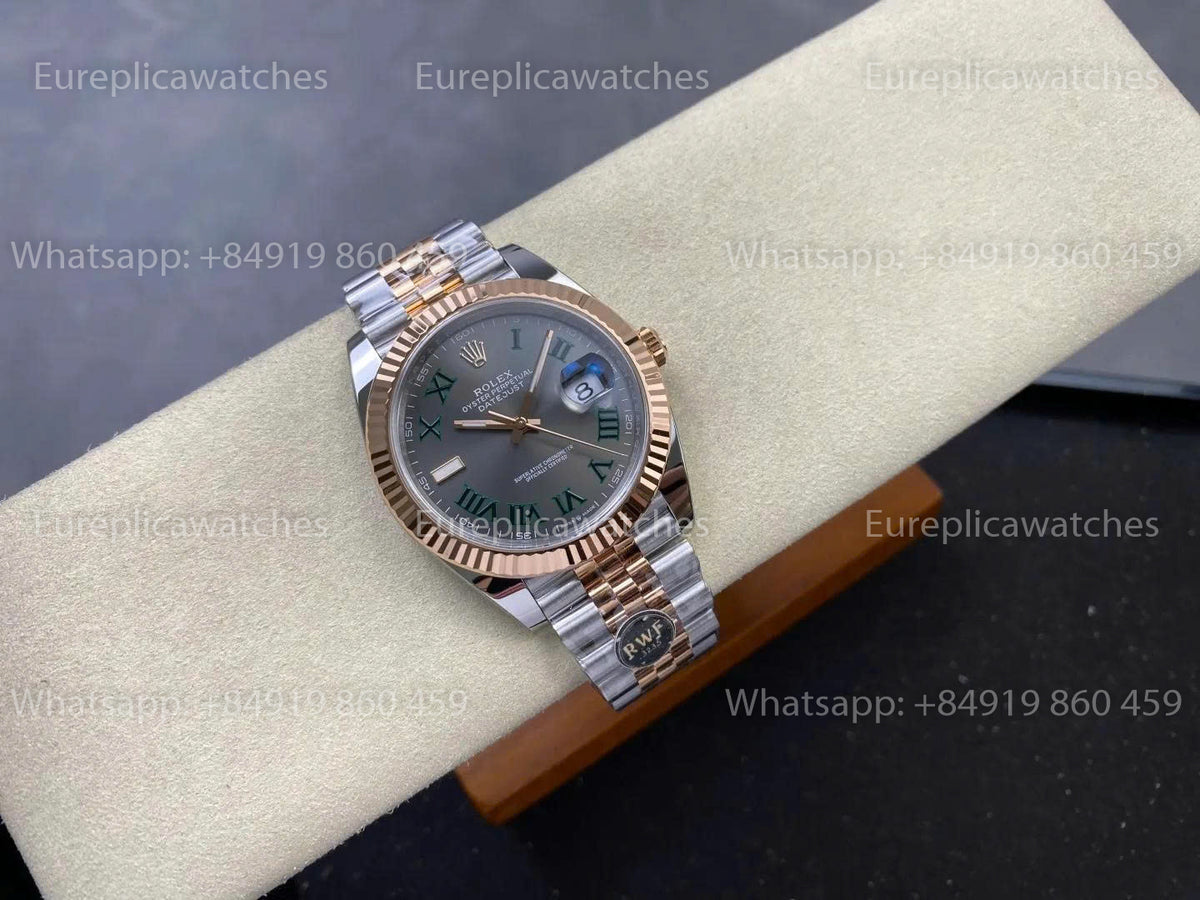 RWF Factory Rolex Datejust 41mm 126331-0016 – Weighted Rose Gold JH 3235 Free-Sprung Wimbledon Dial