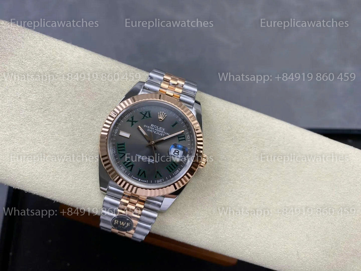 RWF Factory Rolex Datejust 41mm 126331-0016 – Weighted Rose Gold JH 3235 Free-Sprung Wimbledon Dial