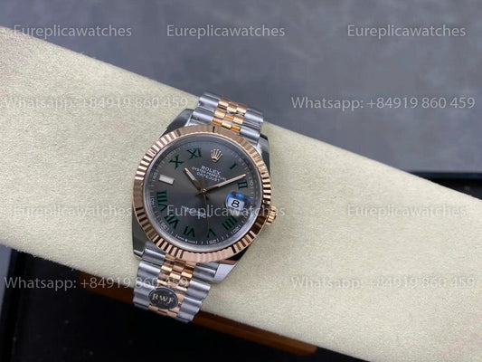 RWF Factory Rolex Datejust 41mm 126331-0016 – Weighted Rose Gold JH 3235 Free-Sprung Wimbledon Dial