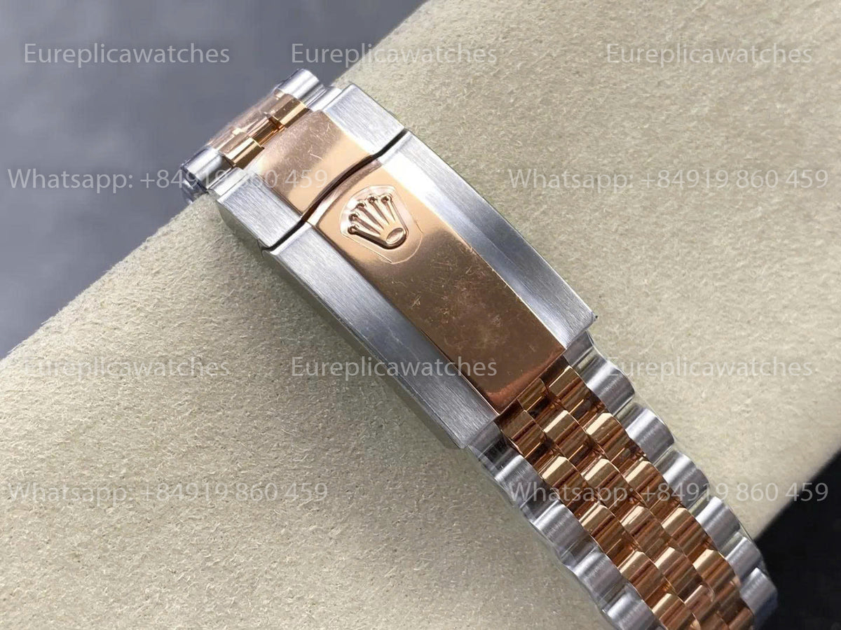 RWF Factory Rolex Datejust 41mm 126331-0016 – Weighted Rose Gold JH 3235 Free-Sprung Wimbledon Dial