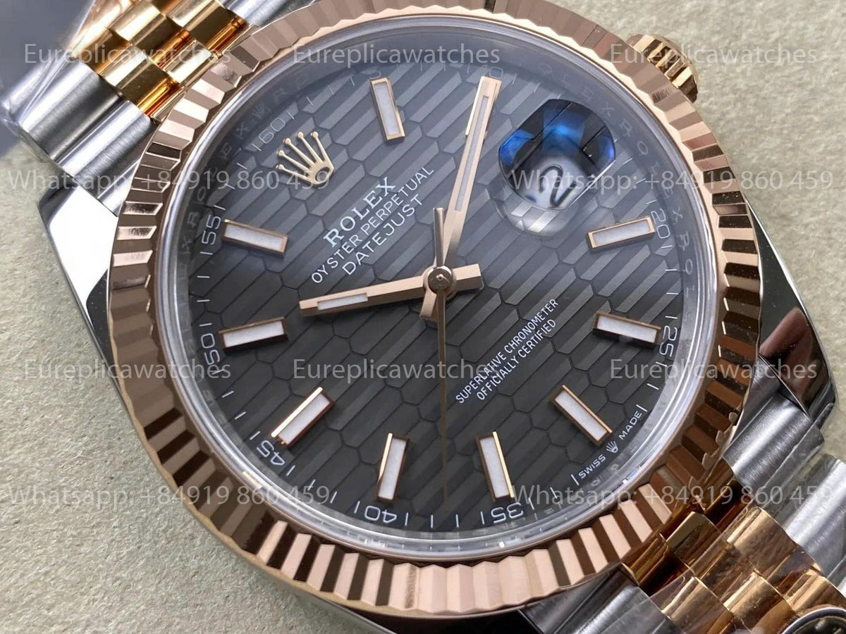 RWF Factory Rolex Datejust 41mm 126331-0020– Weighted Rose Gold JH 3235 Free-Sprung Grey Dial