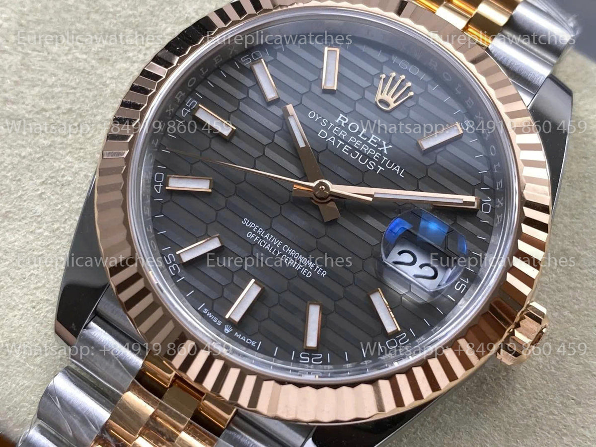 RWF Factory Rolex Datejust 41mm 126331-0020– Weighted Rose Gold JH 3235 Free-Sprung Grey Dial
