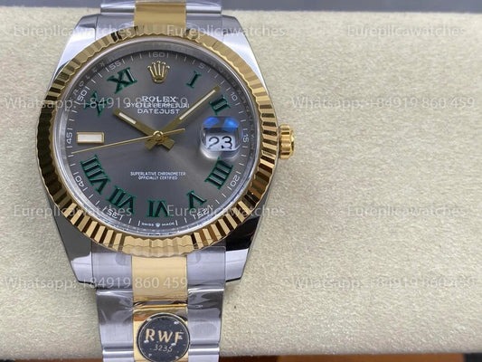 RWF Factory Rolex Datejust 41mm 126333-0019– Weighted Rose Gold JH 3235 Free-Sprung Wimbledon Dial