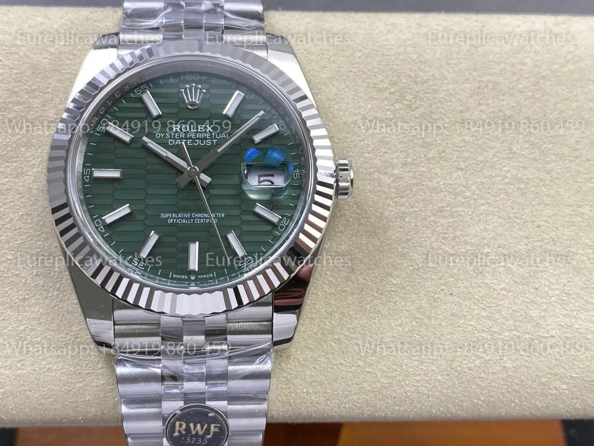 RWF Factory Rolex Datejust 41mm 126334-0030 – Grünes strukturiertes Zifferblatt | JH3235 freischwingende Unruh