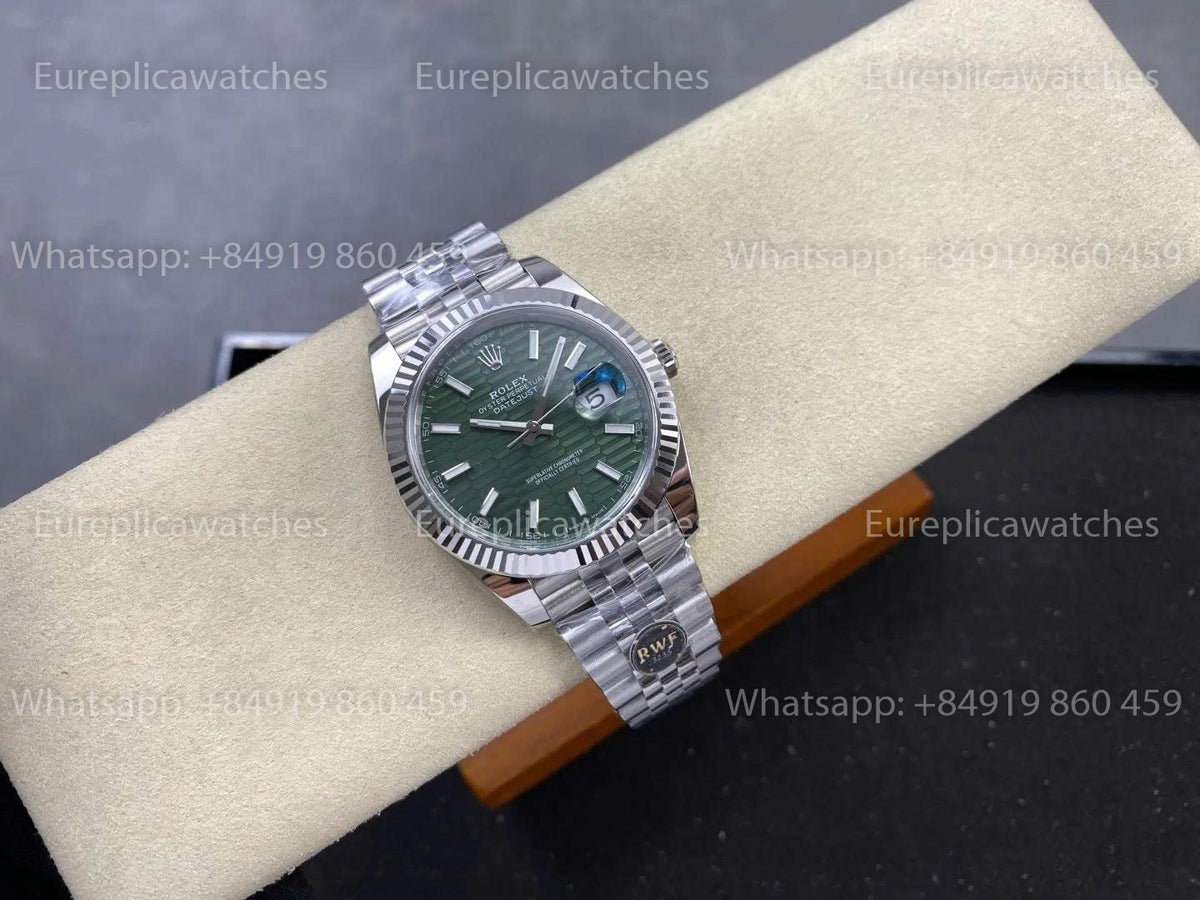 RWF Factory Rolex Datejust 41mm 126334-0030 – Grünes strukturiertes Zifferblatt | JH3235 freischwingende Unruh