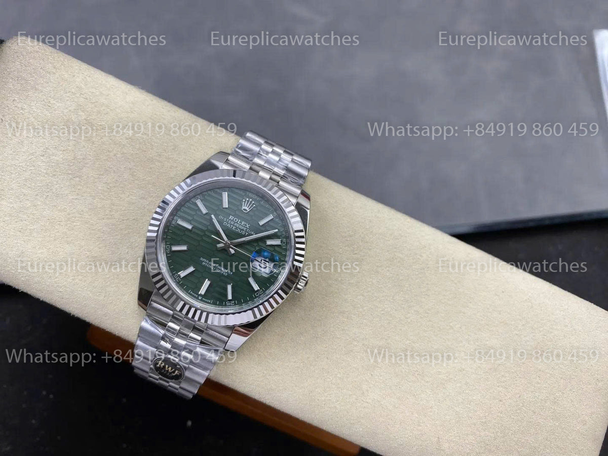 RWF Factory Rolex Datejust 41mm 126334-0030 – Grünes strukturiertes Zifferblatt | JH3235 freischwingende Unruh