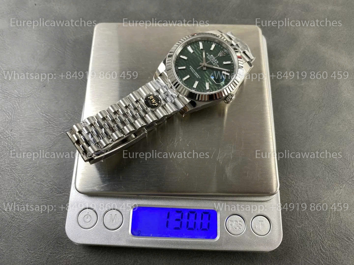 RWF Factory Rolex Datejust 41mm 126334-0030 – Grünes strukturiertes Zifferblatt | JH3235 freischwingende Unruh