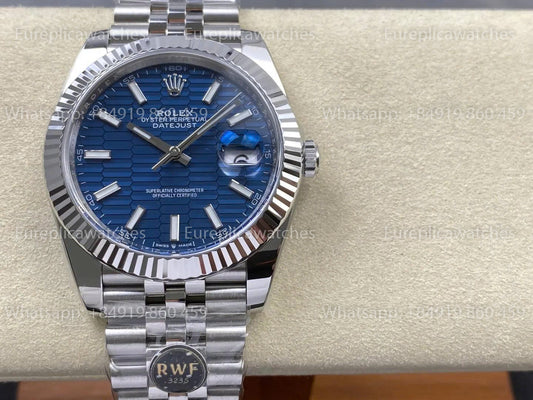 RWF Factory Rolex Datejust 41mm 126334-0032 – Blue Textured Dial | JH3235 Free-Sprung
