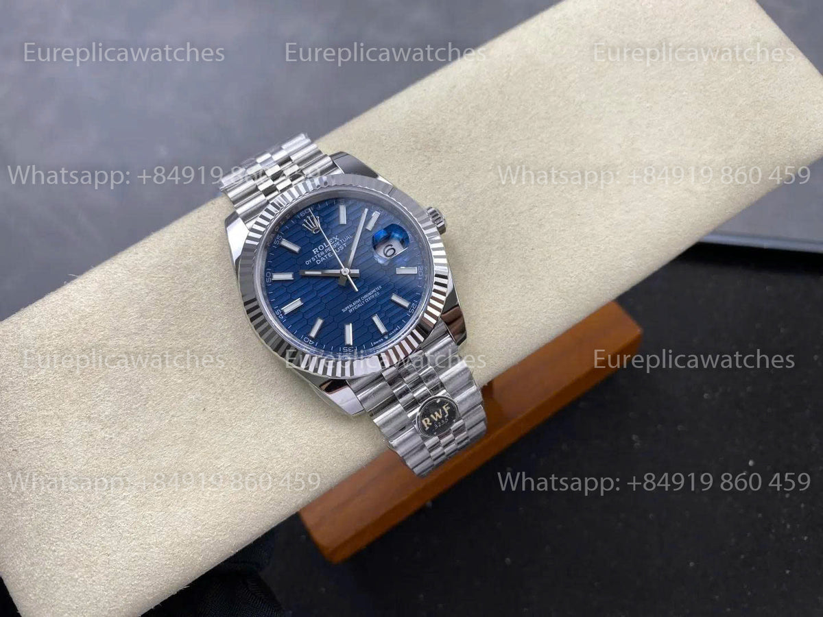 RWF Factory Rolex Datejust 41mm 126334-0032 – Blaues strukturiertes Zifferblatt | JH3235 freischwingende Unruh