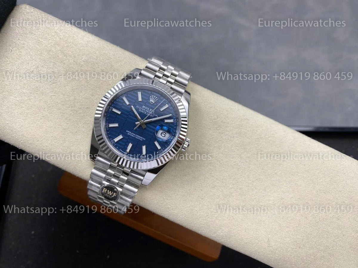 RWF Factory Rolex Datejust 41mm 126334-0032 – Blaues strukturiertes Zifferblatt | JH3235 freischwingende Unruh