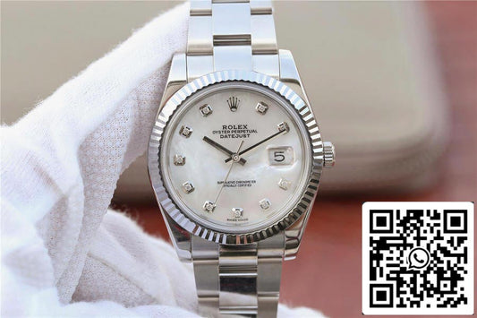 Rolex Datejust M126334-0019 1:1 Best Edition EW Factory Weißes Perlmuttzifferblatt