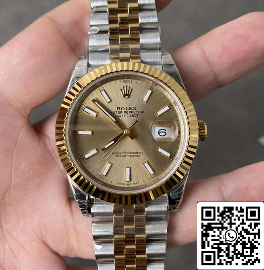 Rolex Datejust M126333-0010 41MM 1:1 Meilleure édition VS Lunette en or d'usine