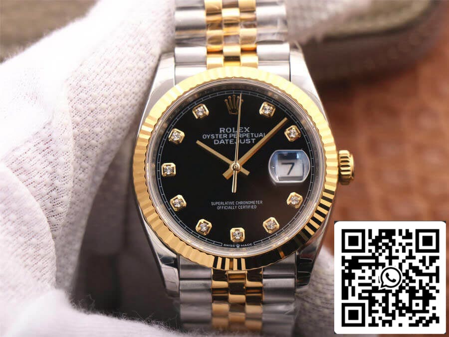 Rolex Datejust M126233-0021 1:1 Best Edition EW Factory Gelbgold, schwarzes Zifferblatt