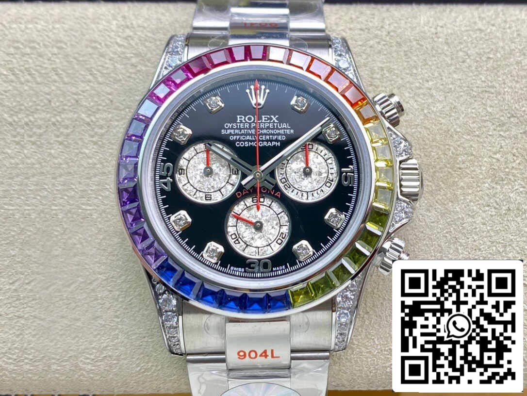 Rolex Daytona Cosmograph 116599 RBOW 1:1 Best Edition JH Factory, schwarzes Zifferblatt