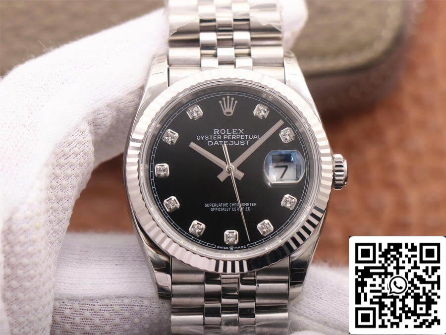 Rolex Datejust M126234-0027 1:1 Best Edition EW Factory Schwarzes Zifferblatt