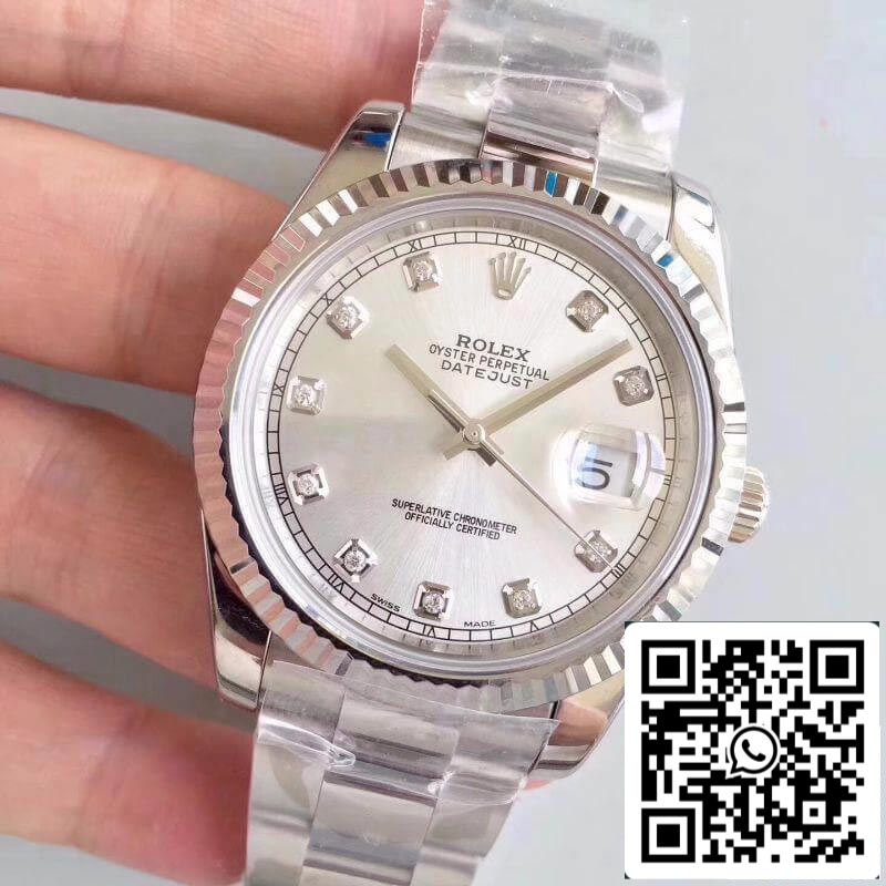 Rolex Datejust II 116334-0009 EW Factory 1:1 Best Edition Swiss ETA2836 Silver Dial Diamond Marker