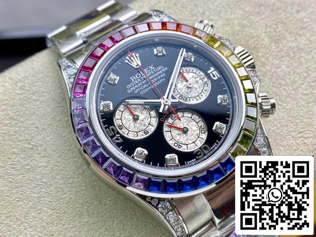 Rolex Daytona Cosmograph 116599 RBOW 1:1 Best Edition JH Factory, schwarzes Zifferblatt