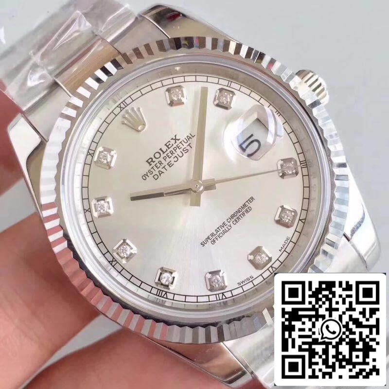 Rolex Datejust II 116334-0009 EW Factory 1:1 Best Edition Swiss ETA2836 Silver Dial Diamond Marker