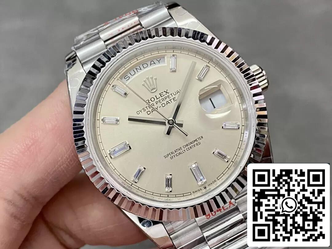 Rolex Day Date M228236-0002 1:1 Best Edition GM Factory Silbernes Zifferblatt V2