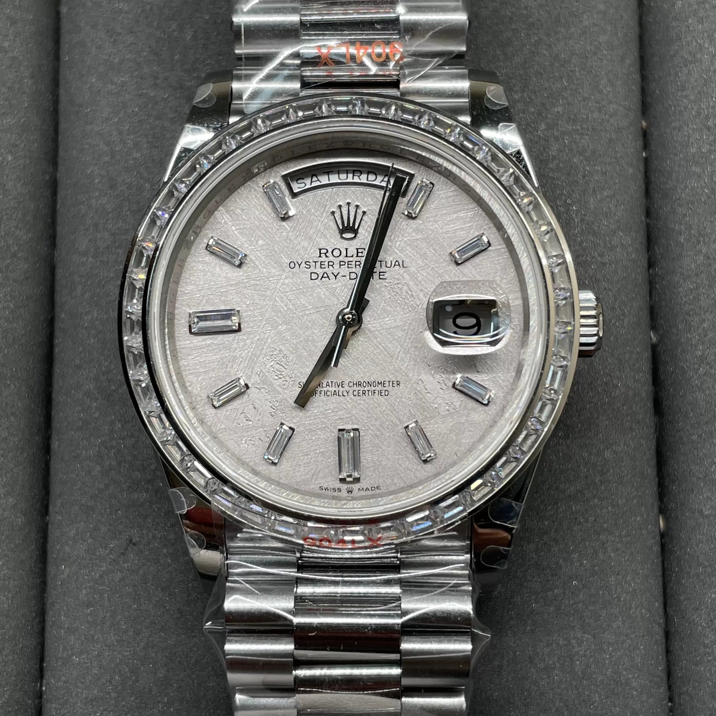 Rolex Day Date 40 M228396TBR-0027 Cadran en diamant météorite 1:1 Meilleure édition GM Factory V3 Version contrepoids