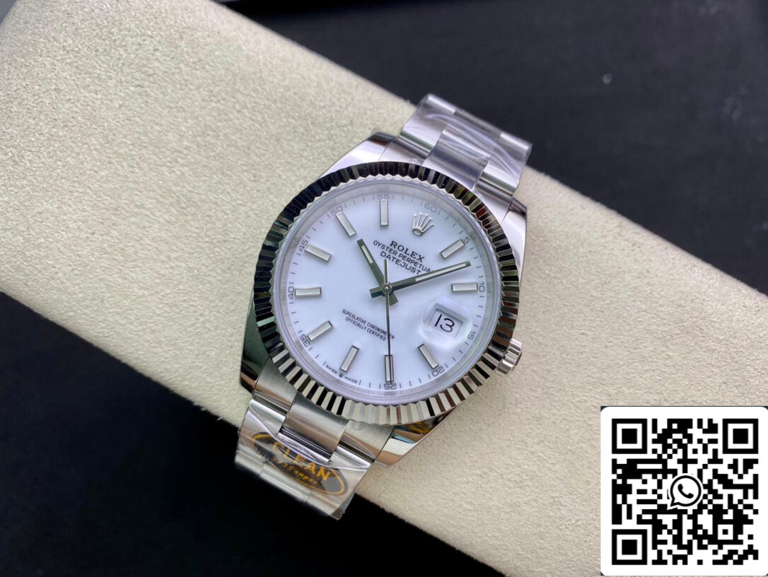 Rolex Datejust M126334-0009 41 mm bracelet Oyster cadran blanc d'usine propre