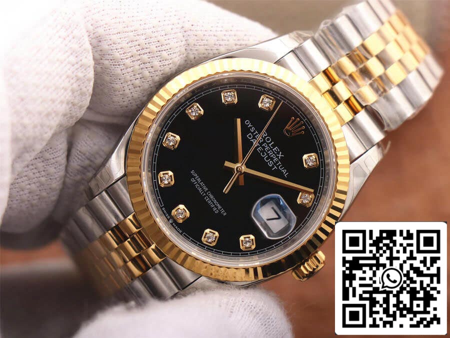Rolex Datejust M126233-0021 1:1 Best Edition EW Factory Gelbgold, schwarzes Zifferblatt