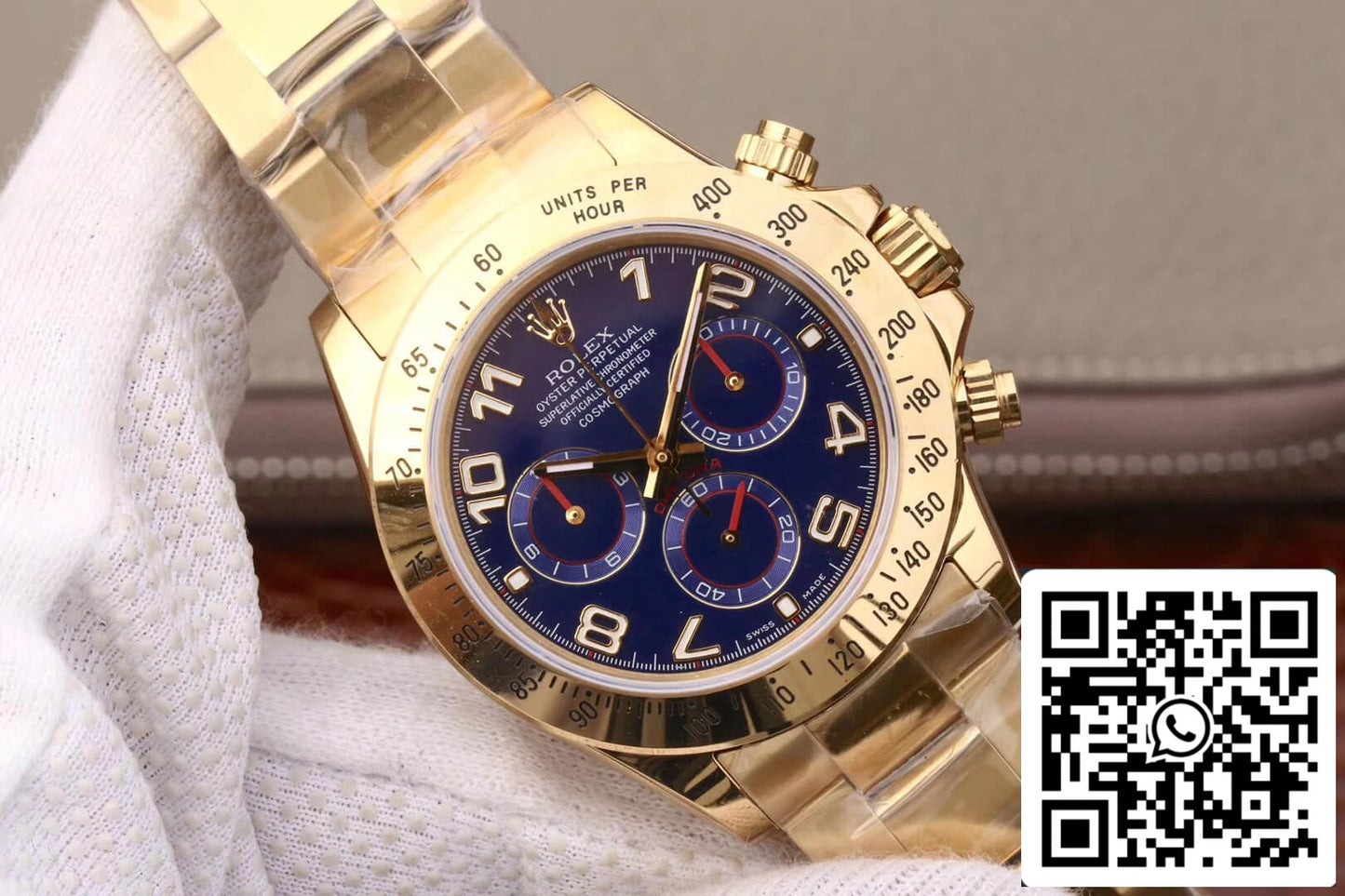 Rolex Daytona Cosmograph 116528 1:1 Best Edition JH Factory Gelbgold, blaues Zifferblatt