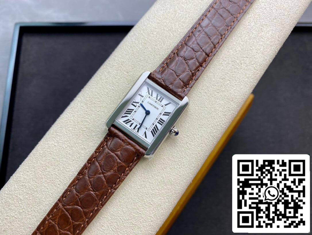 Cartier Tank 24MM 1:1 Meilleure édition K11 Bracelet en cuir marron d'usine