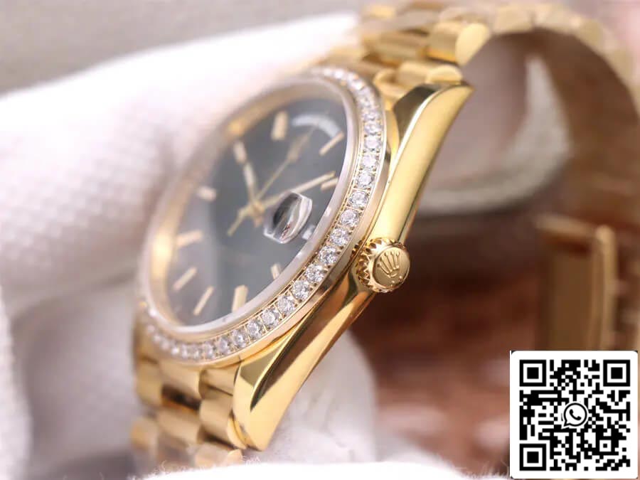 Rolex Day Date 40 mm 1:1 Best Edition EW Factory Gelbgold mit schwarzem Zifferblatt