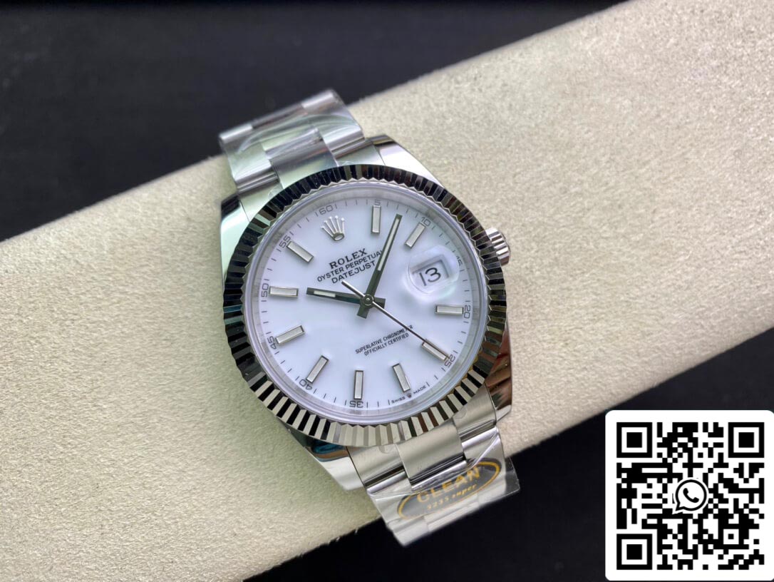Rolex Datejust M126334-0009 41 mm bracelet Oyster cadran blanc d'usine propre